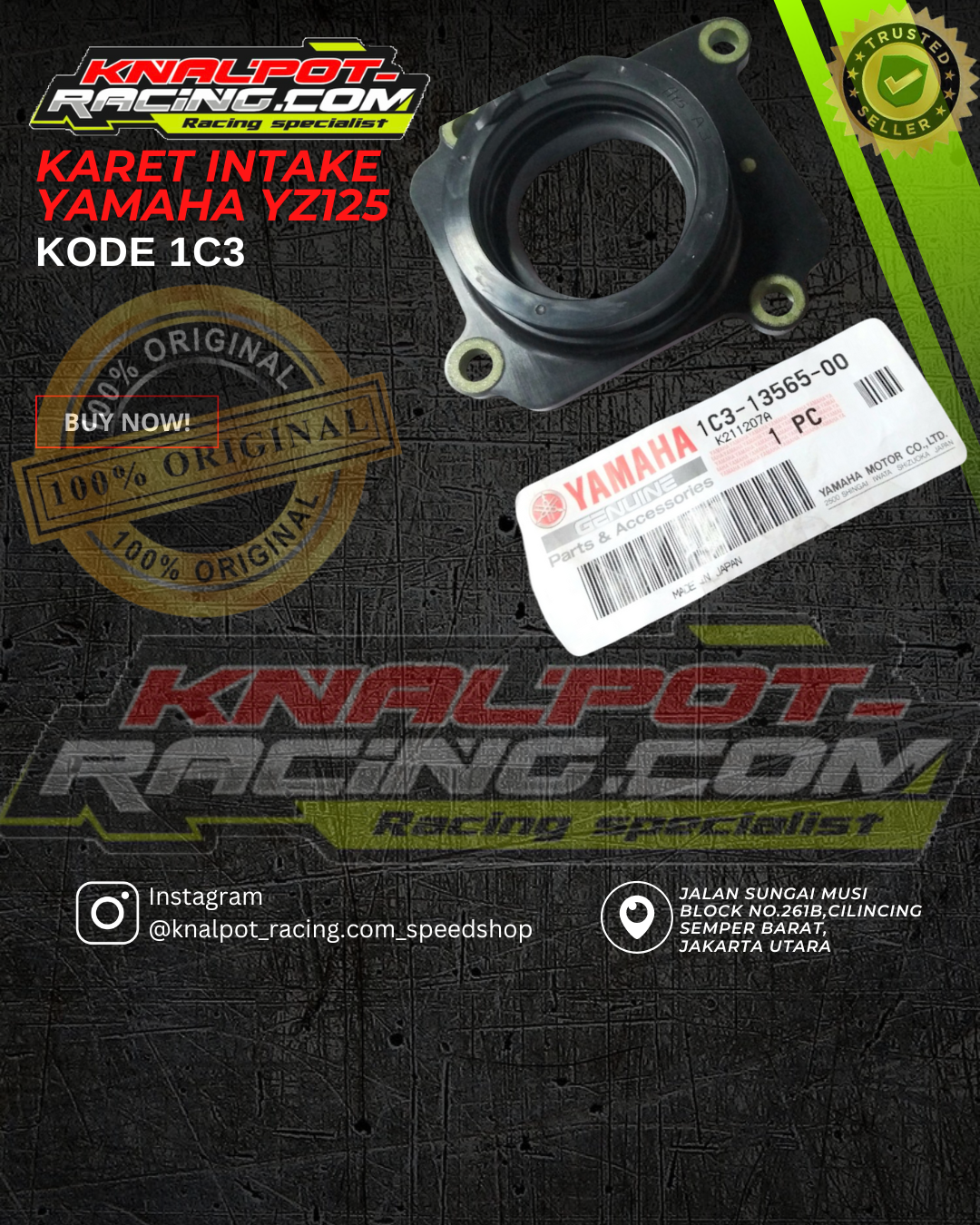 KARET INTAKE YAMAHA YZ125 KODE 1C3